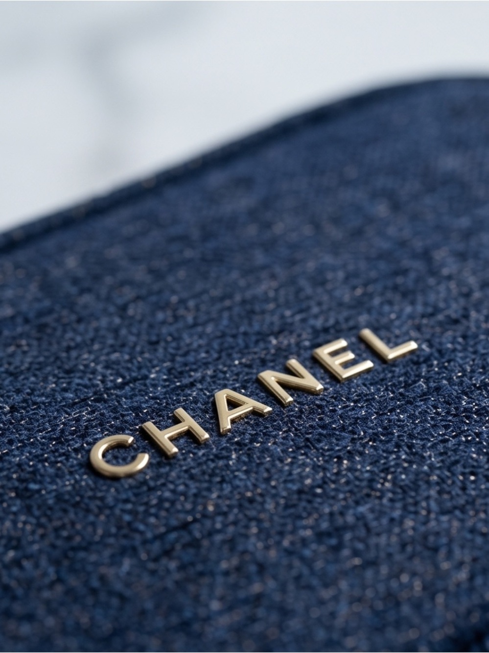 2023 Chanel Gift set  Sparkly Navy Denim Cosmetic Pouch - Picture 5 of 10